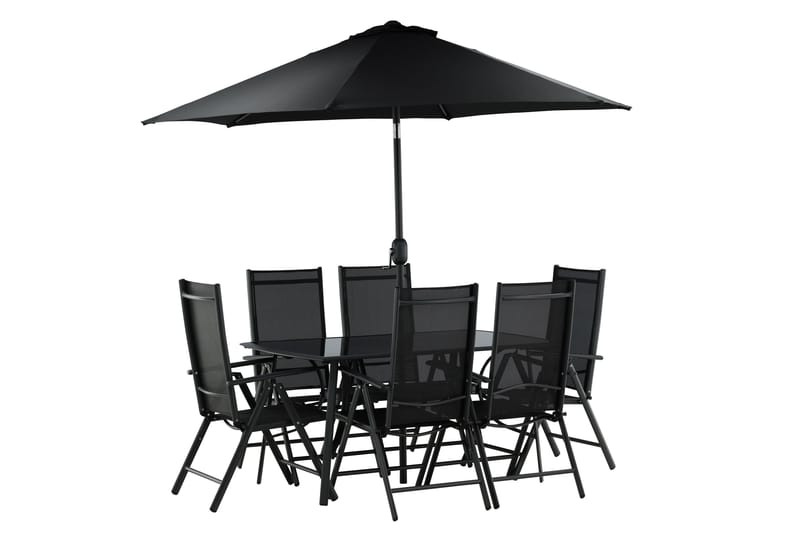 Brekki Matgrupp Utomhus 150cm + 6 Matstolar Utomhus - Svart - Utemöbler - Utegrupp - Matgrupp utomhus