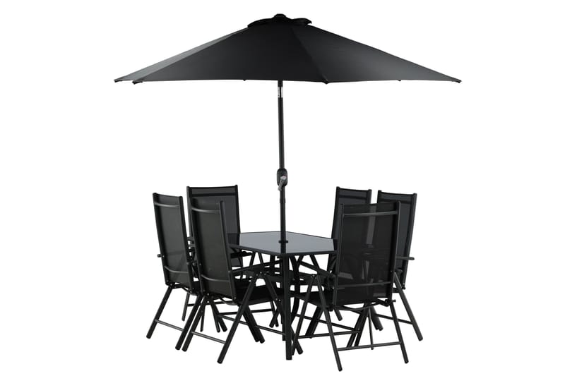 Brekki Matgrupp Utomhus 150cm + 6 Matstolar Utomhus - Svart - Utemöbler - Utegrupp - Matgrupp utomhus