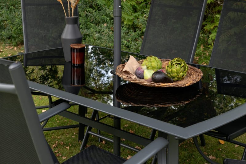 Brekki Matgrupp Utomhus 150cm + 6 Matstolar Utomhus - Svart - Utemöbler - Utegrupp - Matgrupp utomhus