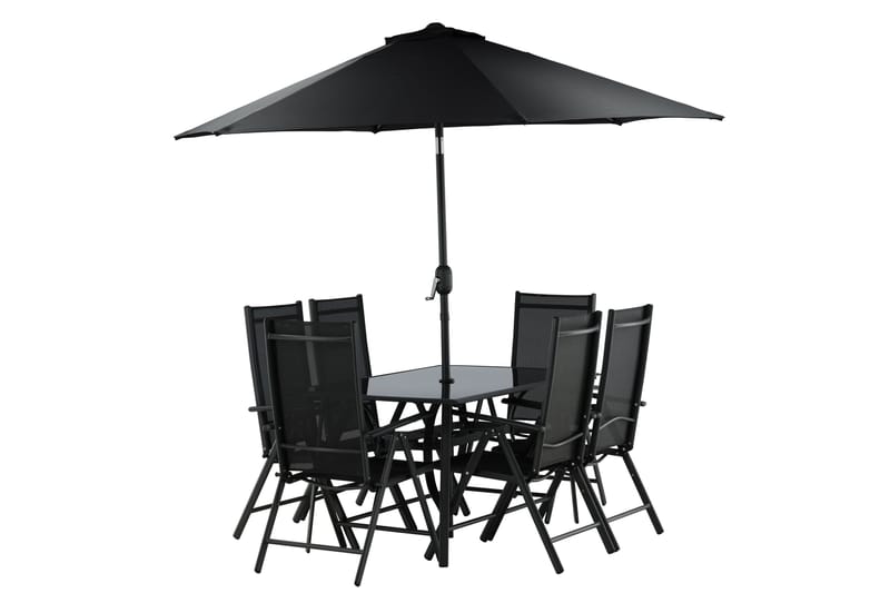 Brekki Matgrupp Utomhus 150cm + 6 Matstolar Utomhus - Svart - Utemöbler - Utegrupp - Matgrupp utomhus
