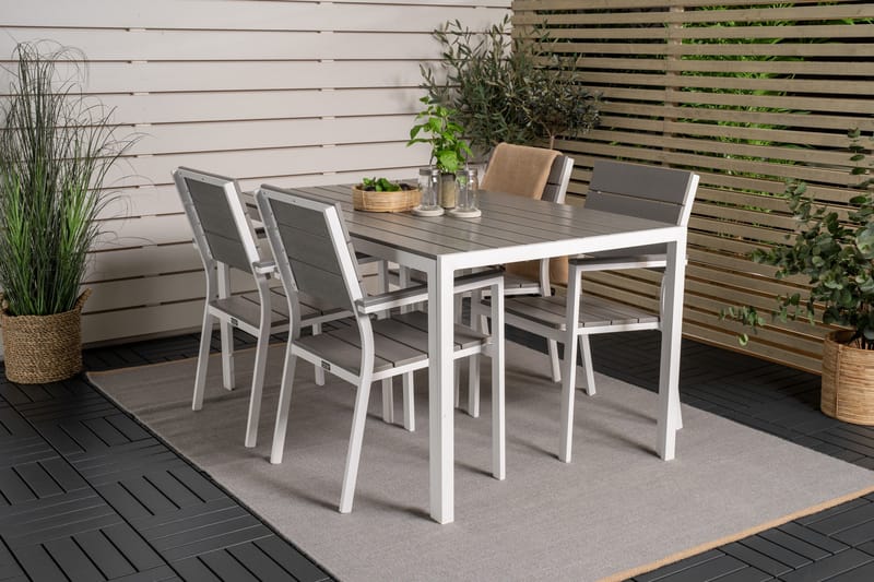 Buitepos Matgrupp Utomhus inkl 4 Konob Stolar - Polywood/Vit - Utemöbler - Utegrupp - Matgrupp utomhus