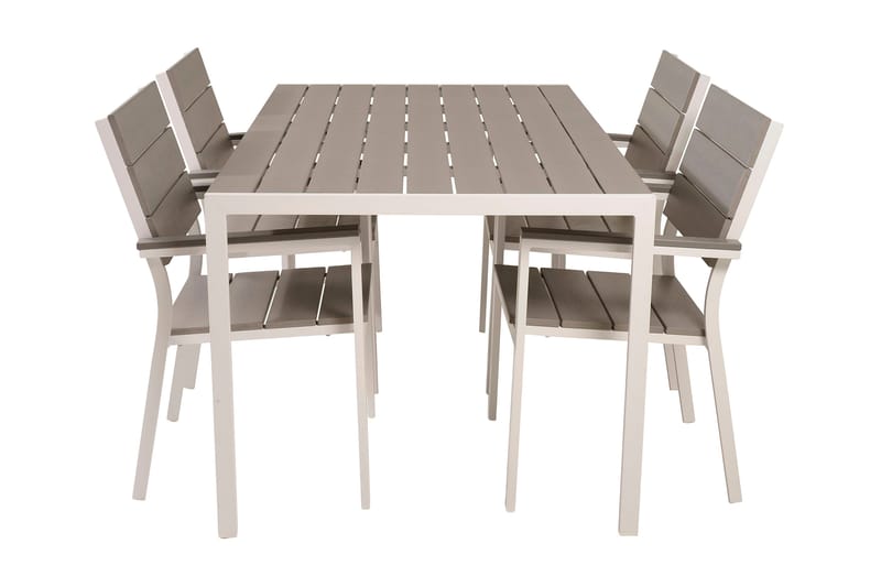 Buitepos Matgrupp Utomhus inkl 4 Konob Stolar, Polywood/Vit