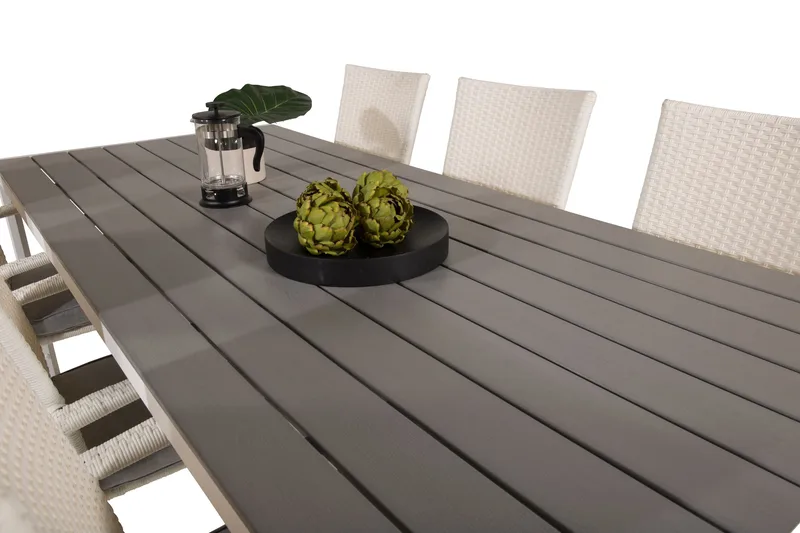 Buitepos Matgrupp Utomhus inkl 6 Ariamab Karmstolar - Polywood/Vit - Utemöbler - Utegrupp - Matgrupp utomhus