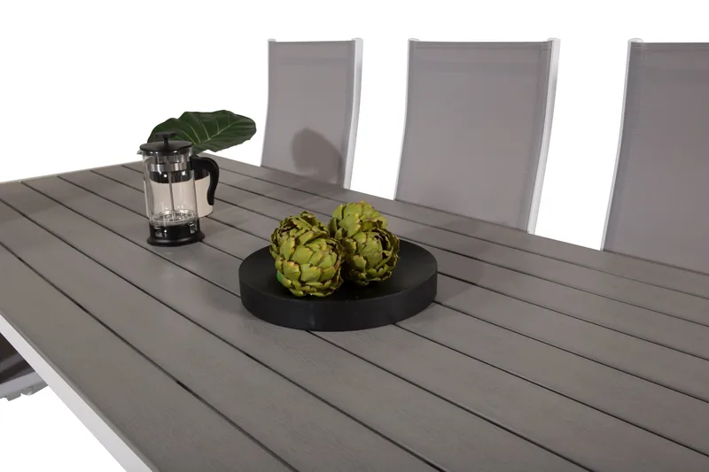 Buitepos Matgrupp Utomhus inkl 6 Dusternbrook Karmstolar - Polywood/Vit - Utemöbler - Utegrupp - Matgrupp utomhus