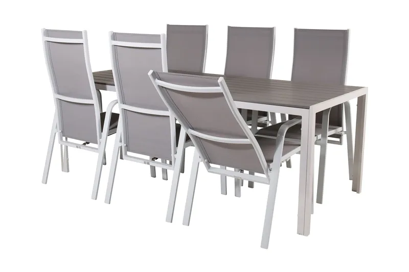 Buitepos Matgrupp Utomhus inkl 6 Dusternbrook Karmstolar - Polywood/Vit - Utemöbler - Utegrupp - Matgrupp utomhus