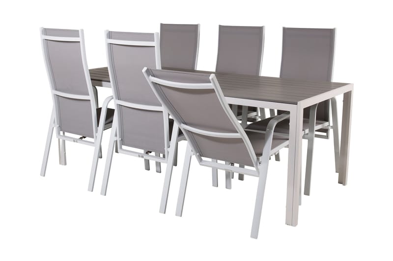 Buitepos Matgrupp Utomhus inkl 6 Dusternbrook Karmstolar - Polywood/Vit - Utemöbler - Utegrupp - Matgrupp utomhus