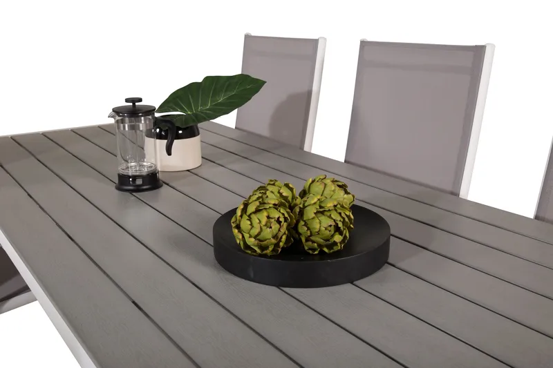 Buitepos Matgrupp Utomhus inkl 6 Positionsstolar - Polywood/Vit - Utemöbler - Utegrupp - Matgrupp utomhus