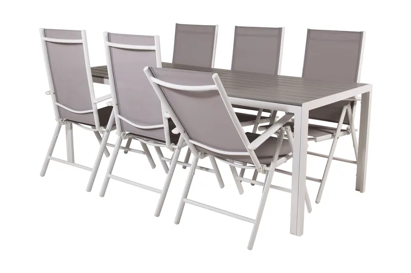 Buitepos Matgrupp Utomhus inkl 6 Positionsstolar - Polywood/Vit - Utemöbler - Utegrupp - Matgrupp utomhus