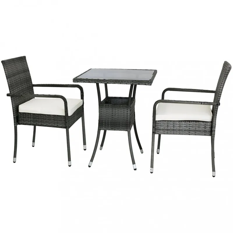 Caféset för balkong i konstrotting | Lyfco Mölle - Grå - Utemöbler - Utegrupp - Matgrupp utomhus