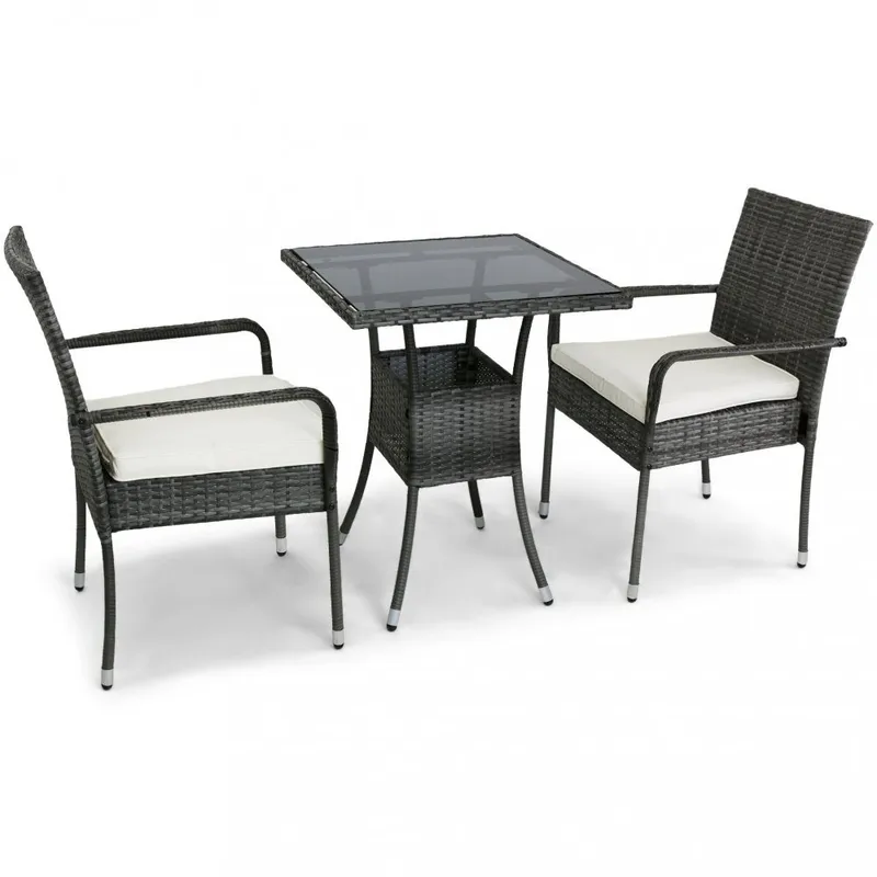 Caféset för balkong i konstrotting | Lyfco Mölle, Grå