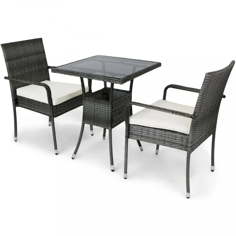 Caféset för balkong i konstrotting | Lyfco Mölle - Grå - Utemöbler - Utegrupp - Matgrupp utomhus