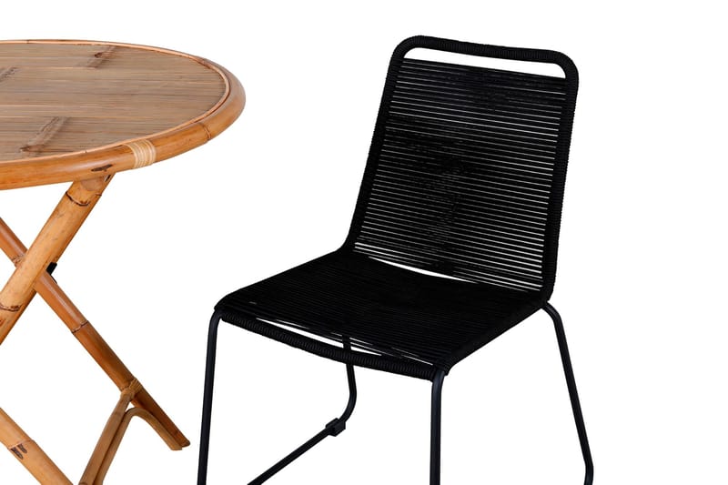 Cane Matgrupp Utomhus Rund Ø80cm + 2 Lindos Stapelbara Matstolar - Vit - Utemöbler - Utegrupp - Matgrupp utomhus