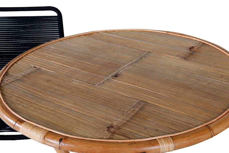 Cane Matgrupp Utomhus Rund Ø80cm + 2 Lindos Stapelbara Matstolar - Vit - Utemöbler - Utegrupp - Matgrupp utomhus