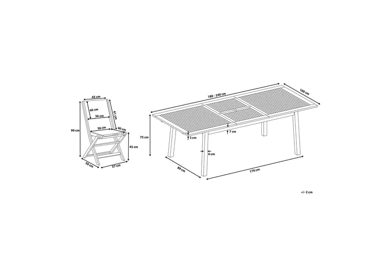 Cesana Trädgårdsmöbelset Med Utebord+8 Utestolar - Trä/Natur - Utemöbler - Utegrupp - Matgrupp utomhus