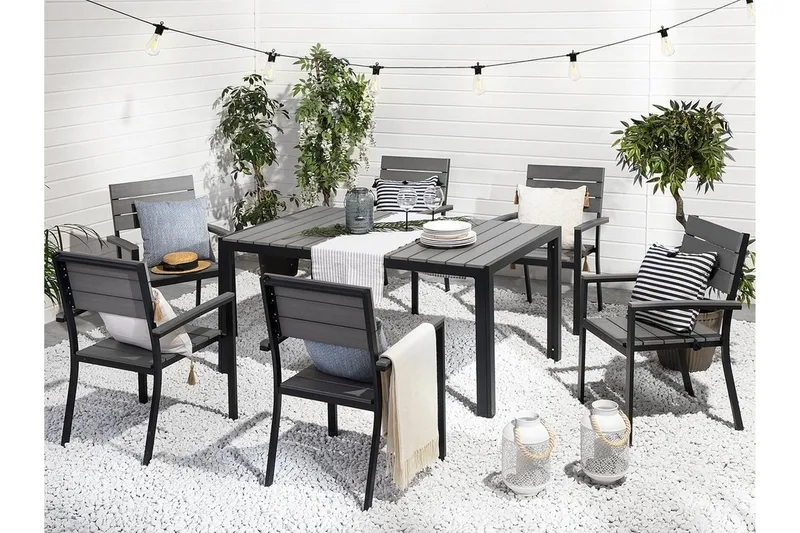 Como Trädgårdsmöbelset Med Utebord+6 Utestolar - Grå - Utemöbler - Utegrupp - Matgrupp utomhus