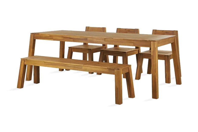Coteto Matgrupp Utomhus 225 cm + 3 Utestolar + Bänk Utomhus - Akacia - Utemöbler - Utegrupp - Matgrupp utomhus