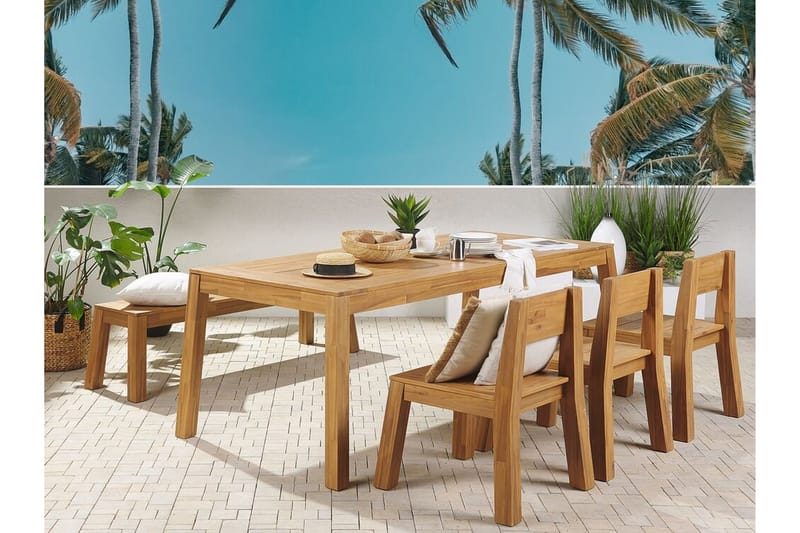 Coteto Matgrupp Utomhus 225 cm + 3 Utestolar + Bänk Utomhus - Akacia - Utemöbler - Utegrupp - Matgrupp utomhus
