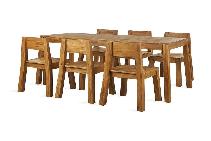 Coteto Matgrupp Utomhus 225 cm + 6 Utestolar, Akacia