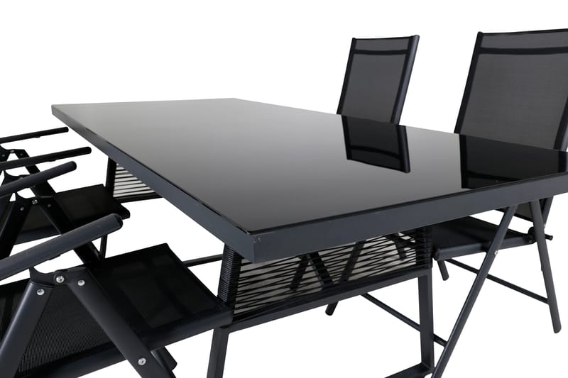 Dallas Matgrupp Utomhus 193cm + 4 Break Positionsstolar - Svart/Grå - Utemöbler - Utegrupp - Matgrupp utomhus