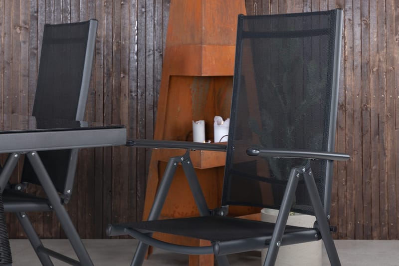 Dallas Matgrupp Utomhus 193cm + 4 Break Positionsstolar - Svart/Grå - Utemöbler - Utegrupp - Matgrupp utomhus