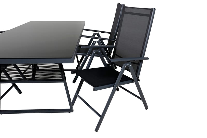 Dallas Matgrupp Utomhus 193cm + 4 Break Positionsstolar - Svart/Grå - Utemöbler - Utegrupp - Matgrupp utomhus