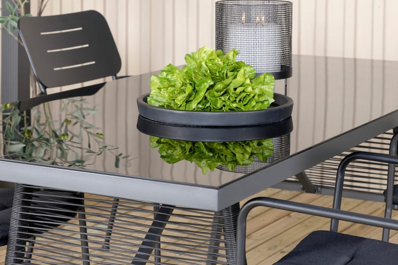 Dallas Matgrupp Utomhus 193cm + 4 Nicke Matstolar - Svart/Grå - Utemöbler - Utegrupp - Matgrupp utomhus