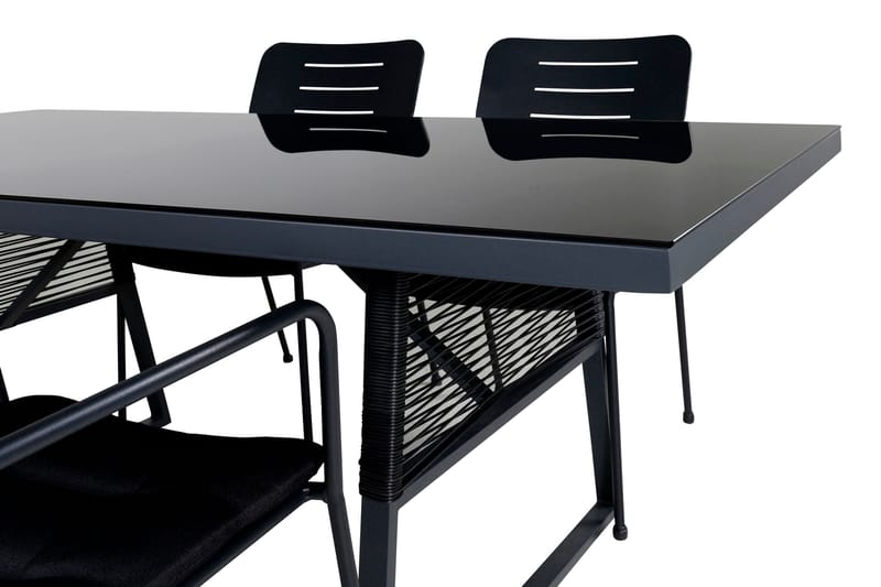 Dallas Matgrupp Utomhus 193cm + 4 Nicke Matstolar - Svart/Grå - Utemöbler - Utegrupp - Matgrupp utomhus