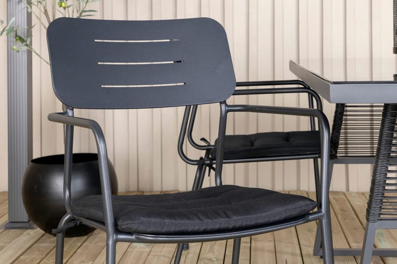 Dallas Matgrupp Utomhus 193cm + 4 Nicke Matstolar - Svart/Grå - Utemöbler - Utegrupp - Matgrupp utomhus