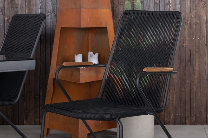 Dallas Matgrupp Utomhus 193cm + 6 Bois Karmstolar - Svart - Utemöbler - Utegrupp - Matgrupp utomhus