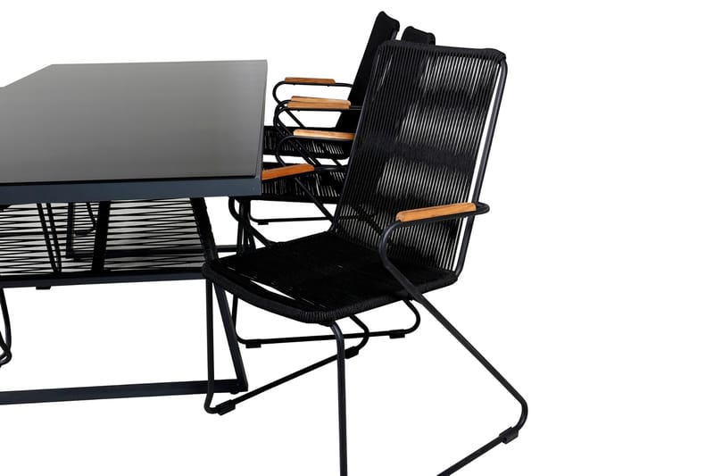 Dallas Matgrupp Utomhus 193cm + 6 Bois Karmstolar - Svart - Utemöbler - Utegrupp - Matgrupp utomhus