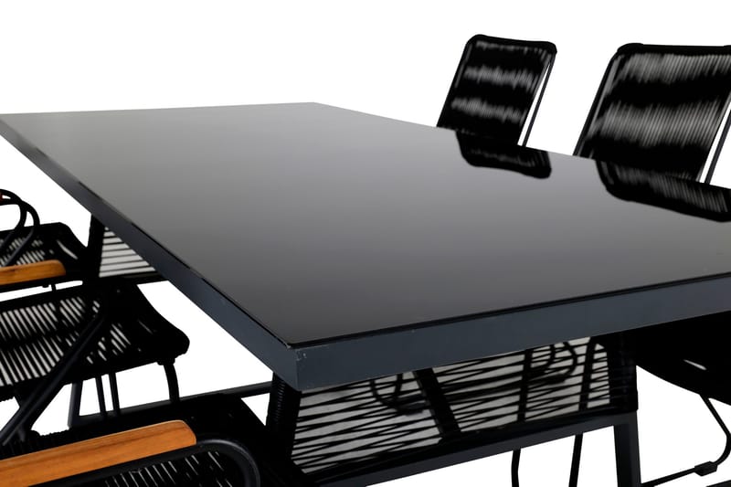 Dallas Matgrupp Utomhus 193cm + 6 Bois Karmstolar - Svart - Utemöbler - Utegrupp - Matgrupp utomhus