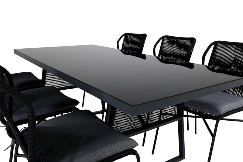 Dallas Matgrupp Utomhus 193cm + 6 Julian Matstolar - Svart - Utemöbler - Utegrupp - Matgrupp utomhus