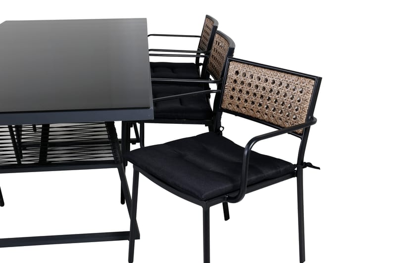 Dallas Matgrupp Utomhus 193cm + 6 Paola Matstolar - Svart - Utemöbler - Utegrupp - Matgrupp utomhus