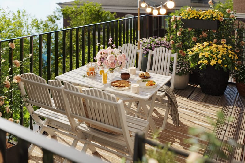 Delpino Matgrupp Utomhus 125 cm - Vit - Utemöbler - Utegrupp - Matgrupp utomhus