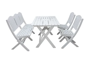 Delpino Matgrupp Utomhus 125 cm - Vit - Utemöbler - Utegrupp - Matgrupp utomhus