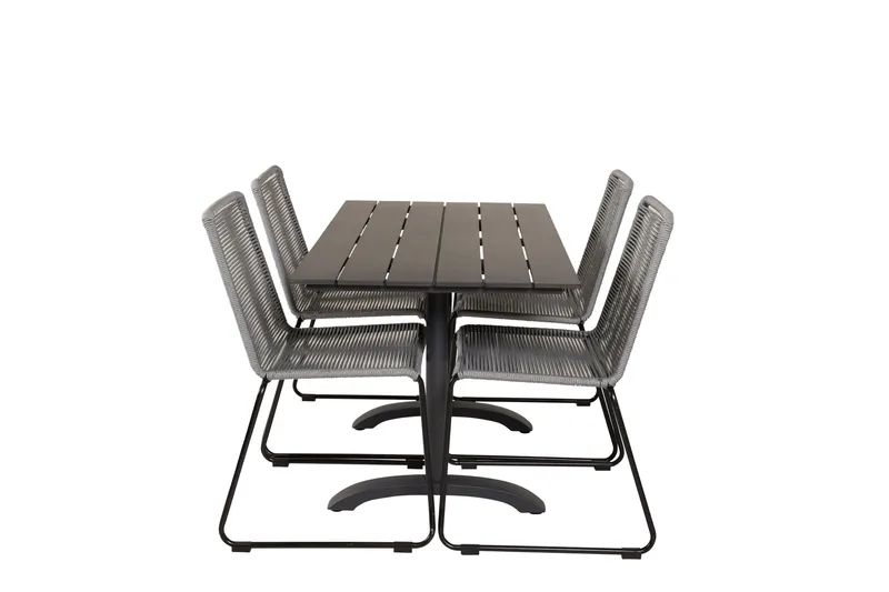 Denver Matgrupp 120 cm + 4 Lindos Matstolar Svart, Svart