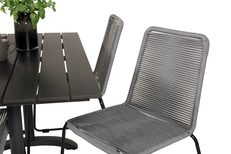 Denver Matgrupp 120 cm + 4 Lindos Matstolar Svart - Svart - Utemöbler - Utegrupp - Matgrupp utomhus