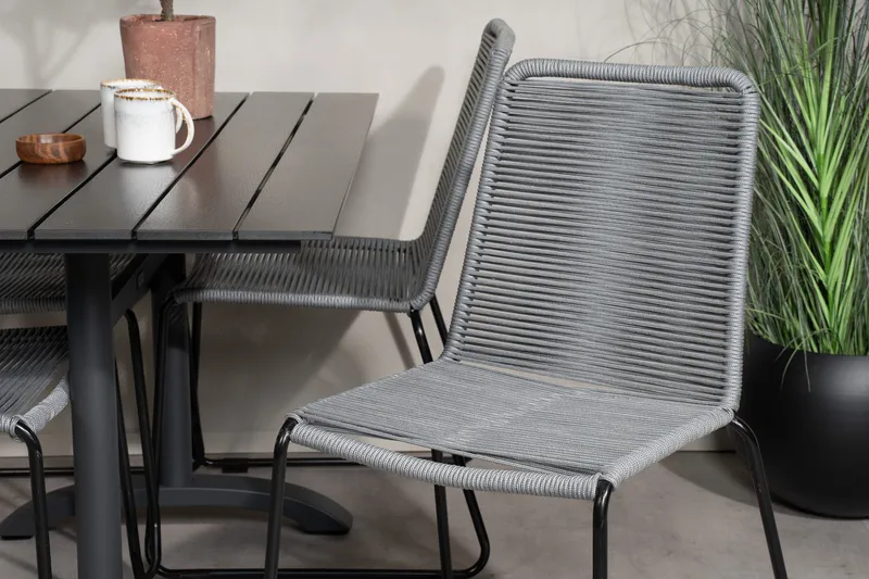 Denver Matgrupp 120 cm + 4 Lindos Matstolar Svart - Svart - Utemöbler - Utegrupp - Matgrupp utomhus