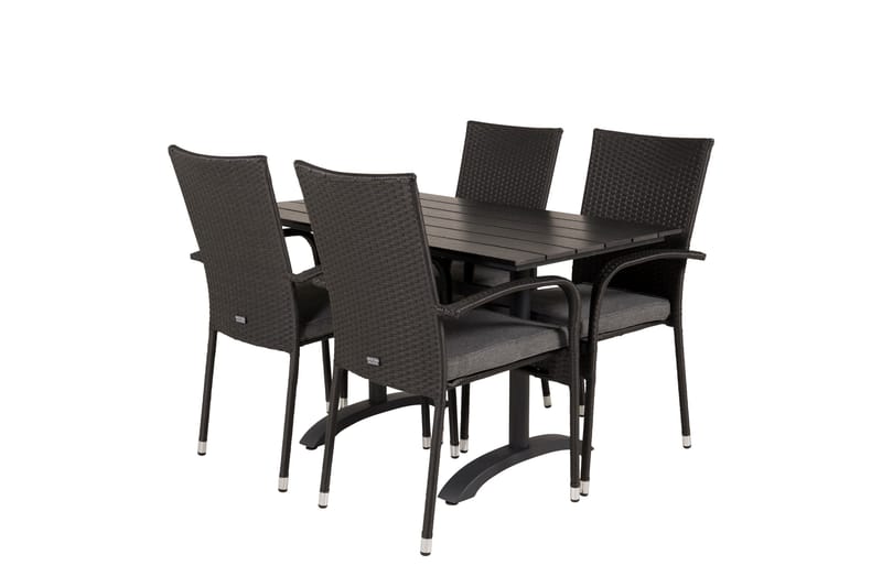 Denver Matgrupp Utomhus 120 cm + 4 Anna Karmstolar - Svart - Utemöbler - Utegrupp - Matgrupp utomhus