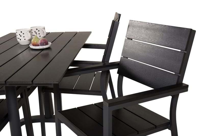 Denver Matgrupp Utomhus 120 cm + 4 Levels Matstolar - Svart/Mörkgrå - Utemöbler - Utegrupp - Matgrupp utomhus