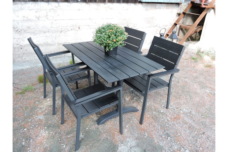 Denver Matgrupp Utomhus 120 cm + 4 Levels Matstolar - Svart/Mörkgrå - Utemöbler - Utegrupp - Matgrupp utomhus