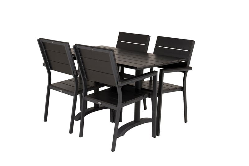 Denver Matgrupp Utomhus 120 cm + 4 Levels Matstolar - Svart/Mörkgrå - Utemöbler - Utegrupp - Matgrupp utomhus