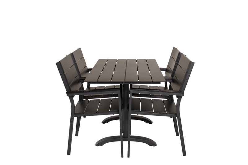 Denver Matgrupp Utomhus 120 cm + 4 Levels Matstolar - Svart/Mörkgrå - Utemöbler - Utegrupp - Matgrupp utomhus