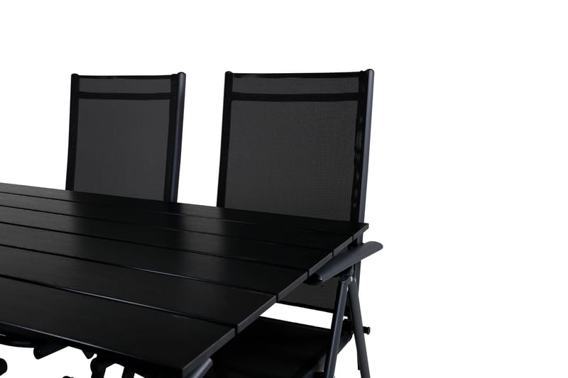 Denver Matgrupp Utomhus 120cm + 4 Break Positionsstolar Svart - Venture Home - Utemöbler - Utegrupp - Matgrupp utomhus