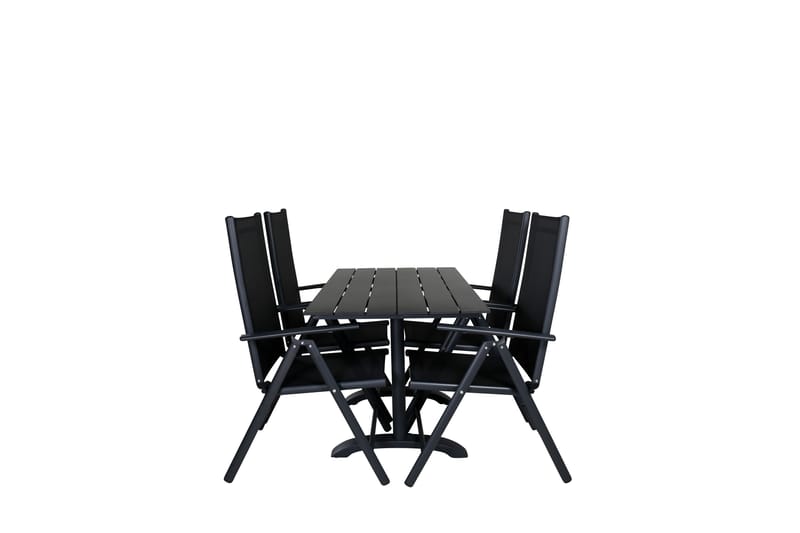 Denver Matgrupp Utomhus 120cm + 4 Break Positionsstolar Svart - Venture Home - Utemöbler - Utegrupp - Matgrupp utomhus
