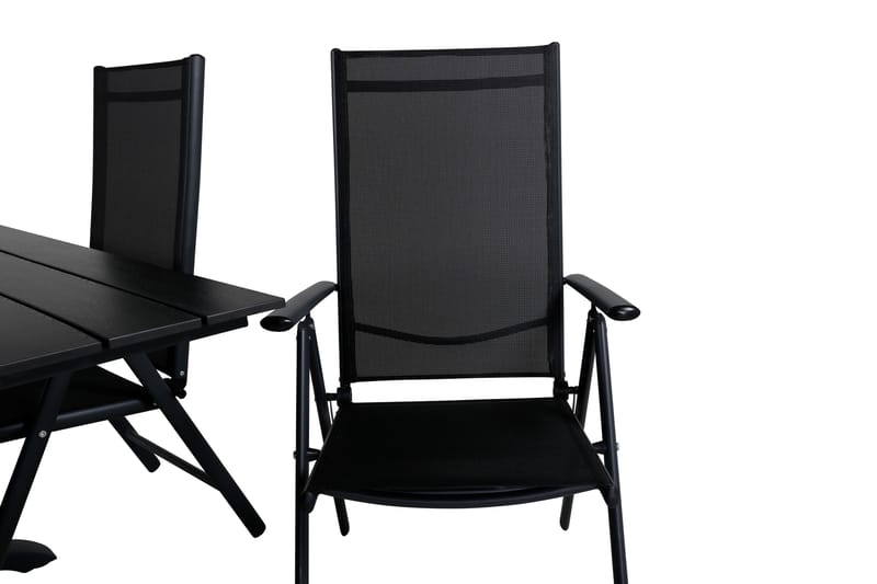 Denver Matgrupp Utomhus 120cm + 4 Break Positionsstolar Svart - Venture Home - Utemöbler - Utegrupp - Matgrupp utomhus