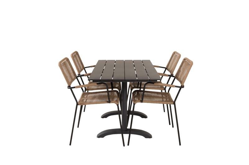Denver Matgrupp Utomhus 120cm + 4 Lindos Karmstolar Utomhus Svart - Venture Home - Utemöbler - Utegrupp - Matgrupp utomhus