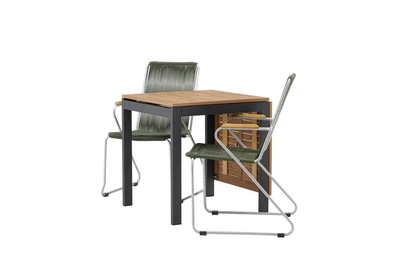 Diego Matgrupp 70 cm + 2 st Bois Karmstolar Grön/Brun - Grön/Brun - Utemöbler - Utegrupp - Matgrupp utomhus
