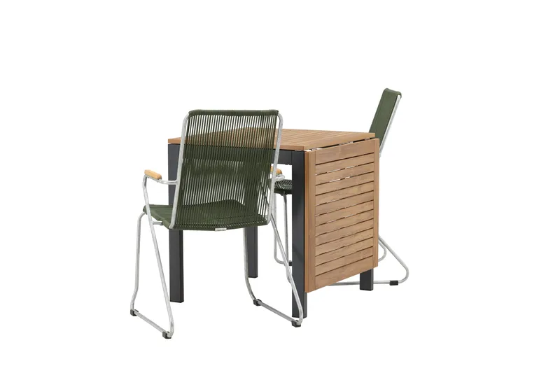 Diego Matgrupp 70 cm + 2 st Bois Karmstolar Grön/Brun - Grön/Brun - Utemöbler - Utegrupp - Matgrupp utomhus