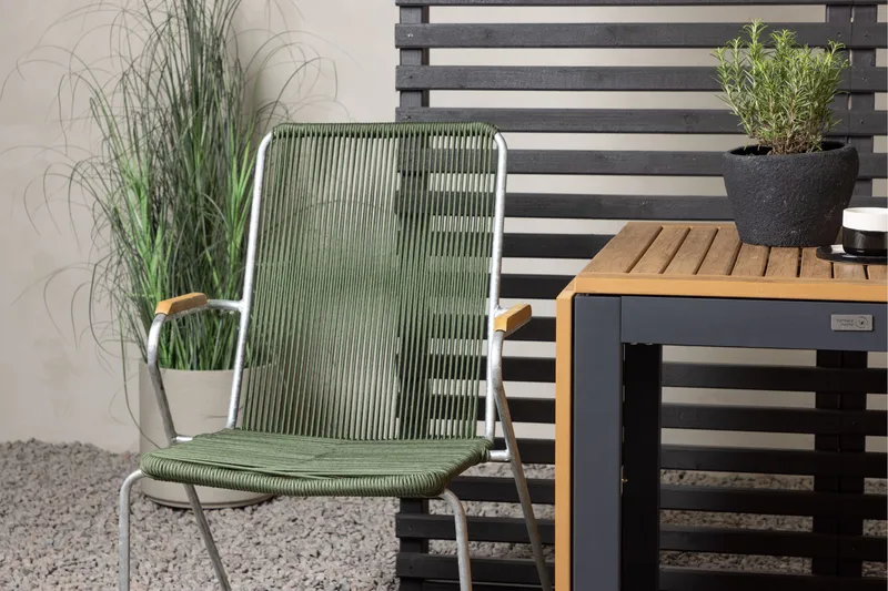 Diego Matgrupp 70 cm + 2 st Bois Karmstolar Grön/Brun - Grön/Brun - Utemöbler - Utegrupp - Matgrupp utomhus